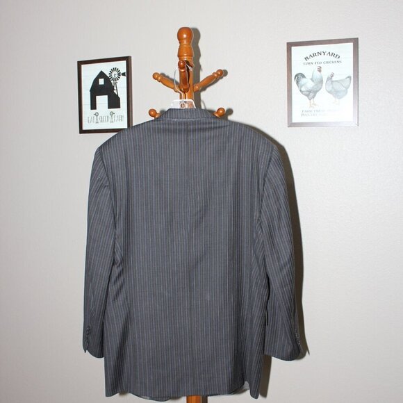 Burberry London Mens Suit Jacket Gray Pinstripe Size 44R *With Flaws* Wool - Picture 3 of 12